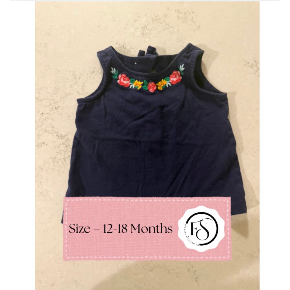 Jane and Jack Navy Embroidered Baby Top, 12–18 Months